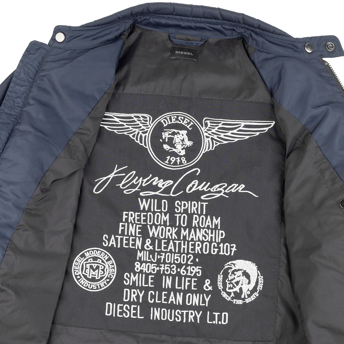 Diesel Navy Blue & Electric Blue Chevron Nylon Biker Jacket