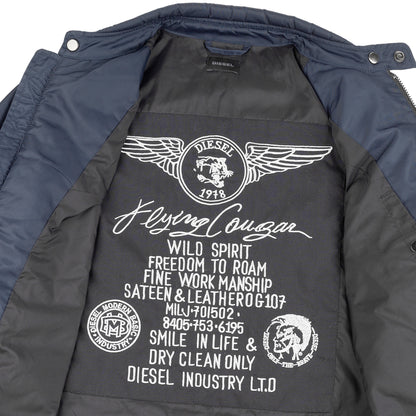 Diesel Navy Blue & Electric Blue Chevron Nylon Biker Jacket