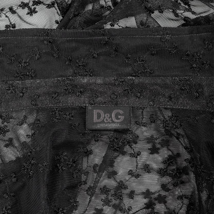 Dolce & Gabbana Black Sheer Floral Embroidered Lace Blouse