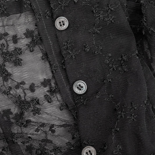 Dolce & Gabbana Black Sheer Floral Embroidered Lace Blouse