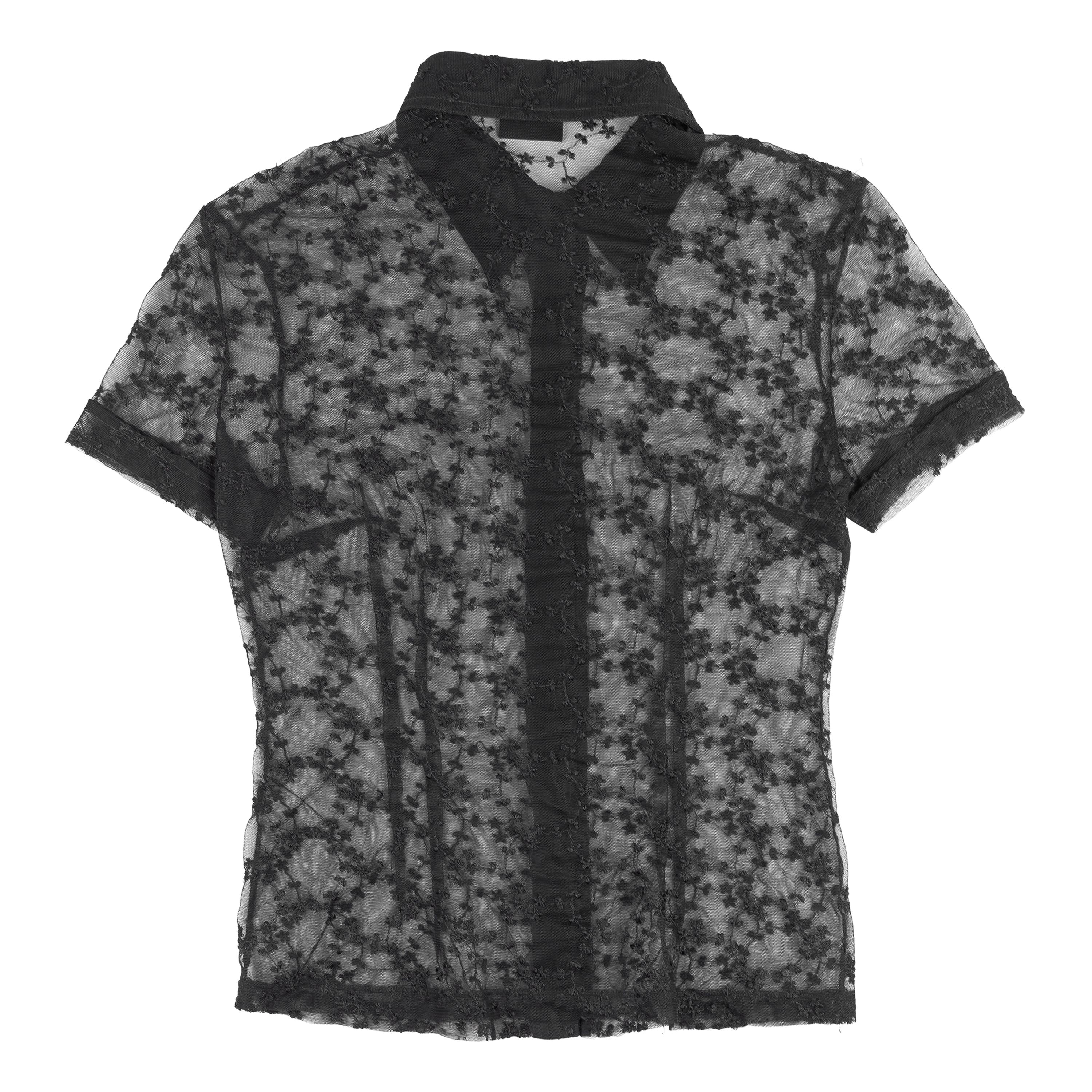 Dolce & Gabbana Black Sheer Floral Embroidered Lace Blouse
