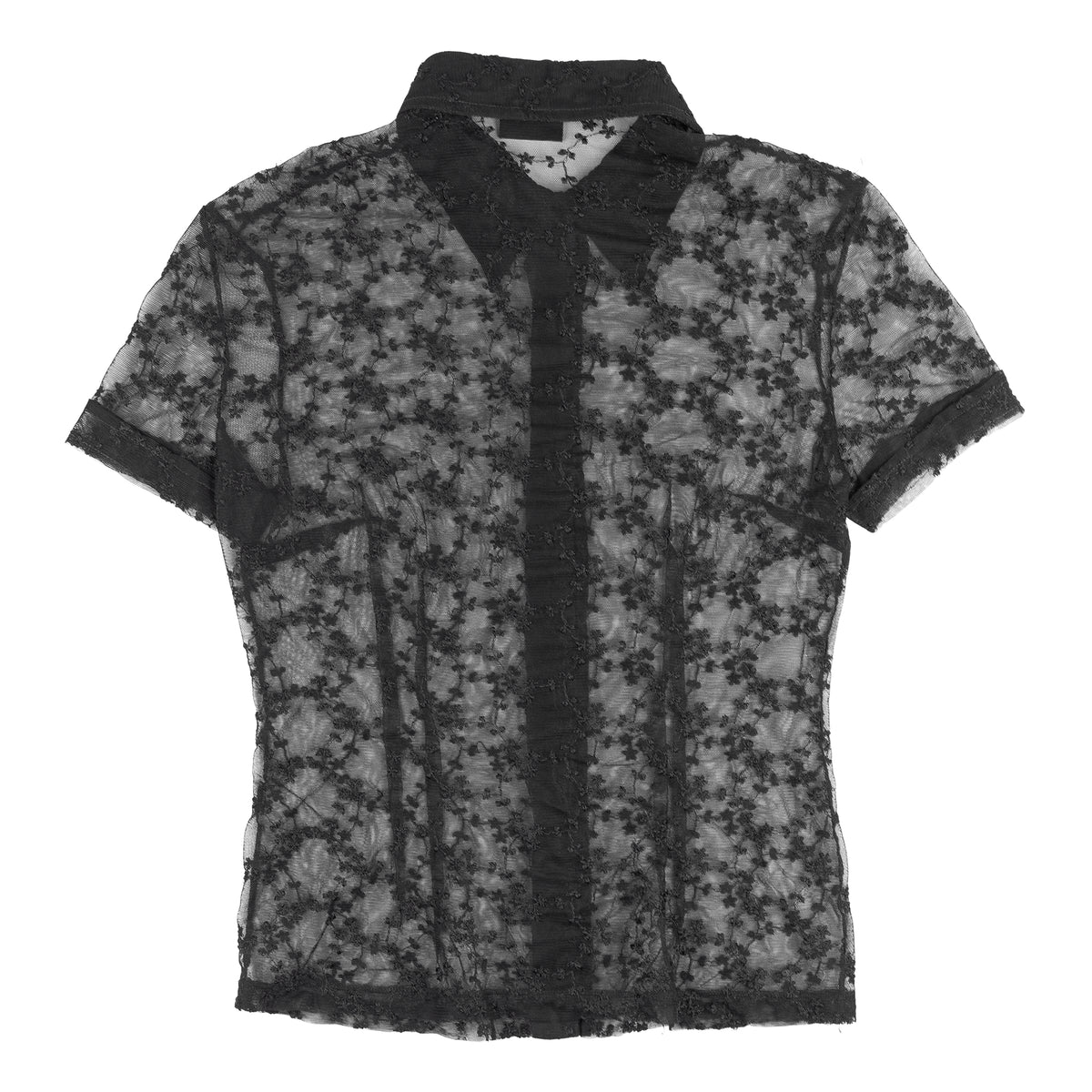 Dolce & Gabbana Black Sheer Floral Embroidered Lace Blouse