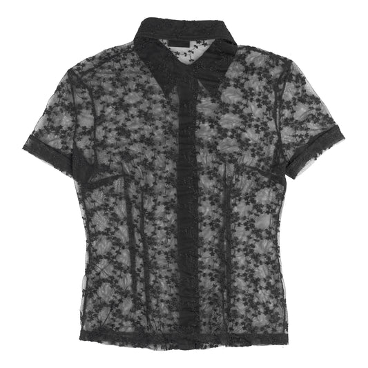 Dolce & Gabbana Black Sheer Floral Embroidered Lace Blouse