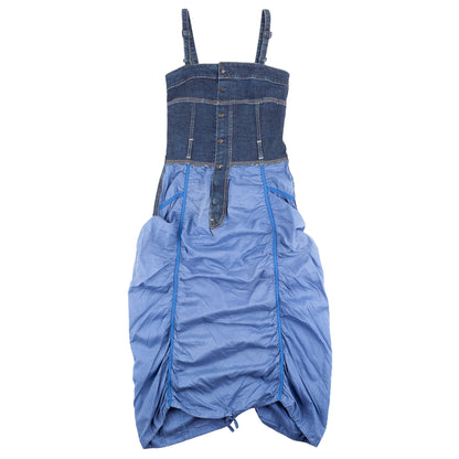 Marithé François Girbaud Denim & Ruched Blue Dress