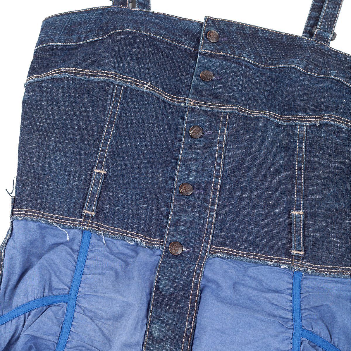 Marithé François Girbaud Denim & Ruched Blue Dress