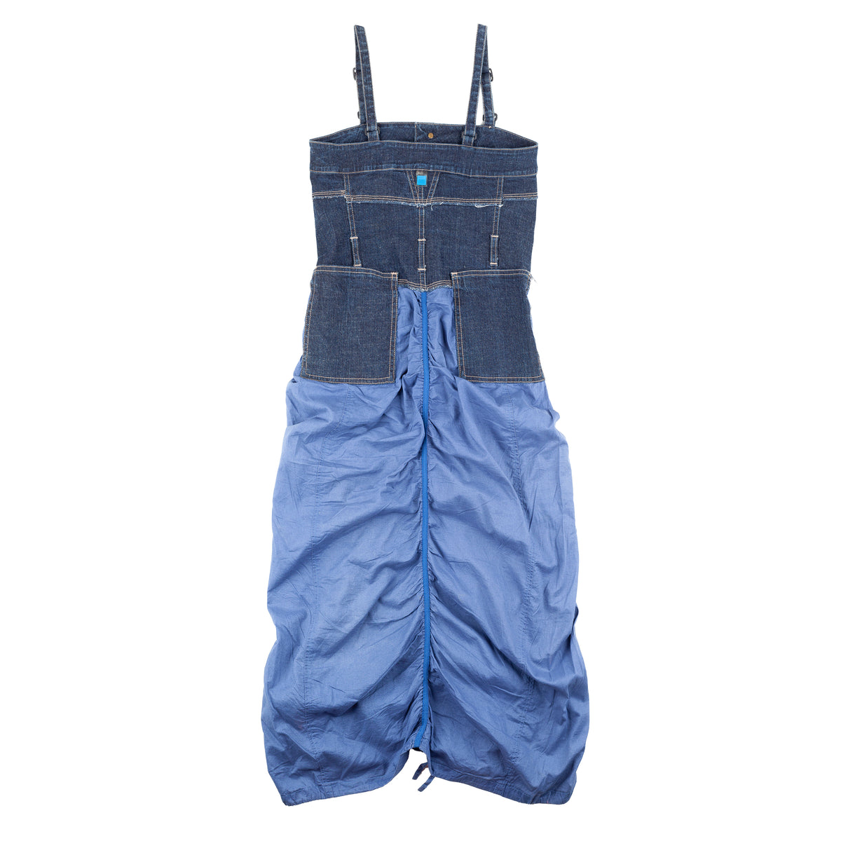 Marithé François Girbaud Denim & Ruched Blue Dress