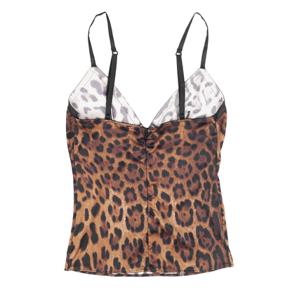 Dolce & Gabbana Leopard Print Mesh Camisole Top