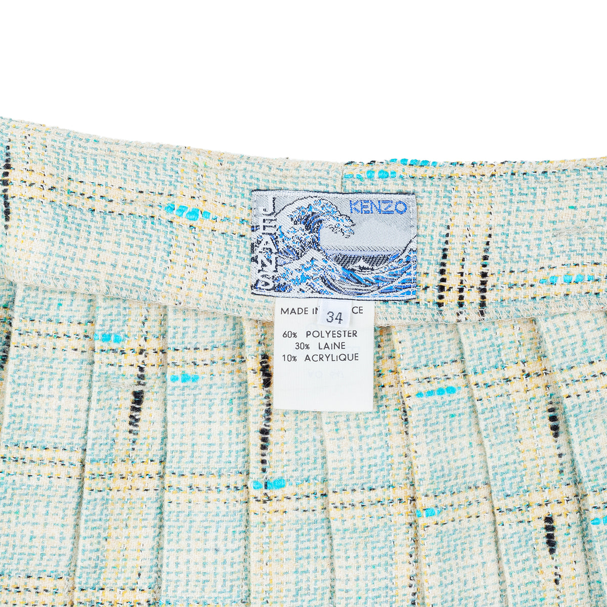 Kenzo Jeans Pastel Blue Tweed Jacket & Pleated Mini Skirt Set