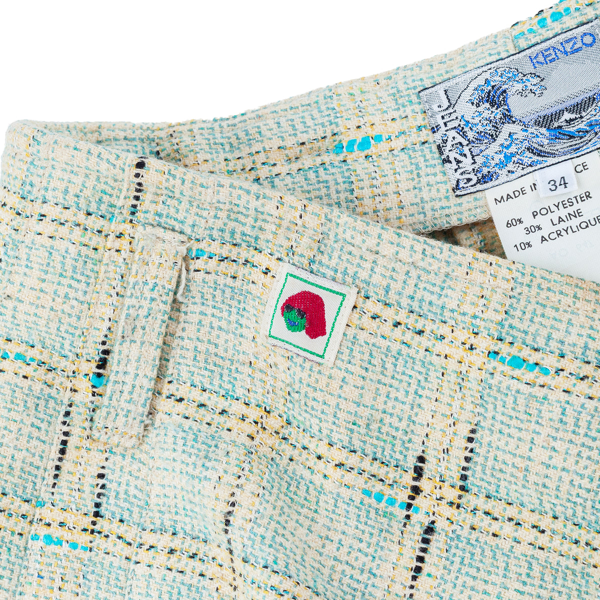 Kenzo Jeans Pastel Blue Tweed Jacket & Pleated Mini Skirt Set