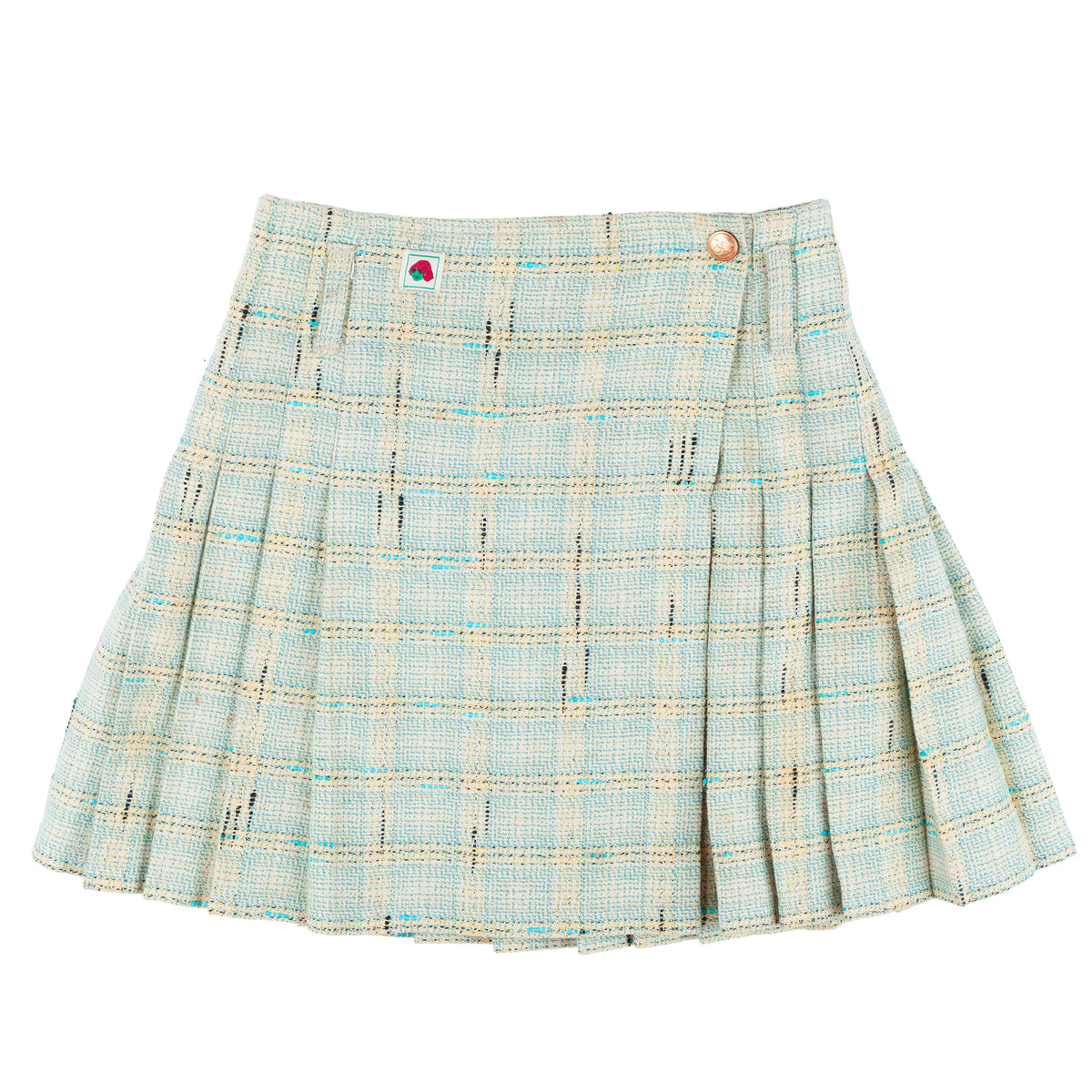 Kenzo Jeans Pastel Blue Tweed Jacket & Pleated Mini Skirt Set