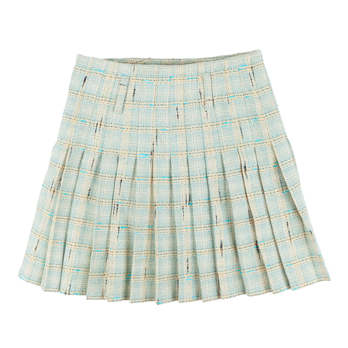 Kenzo Jeans Pastel Blue Tweed Jacket & Pleated Mini Skirt Set