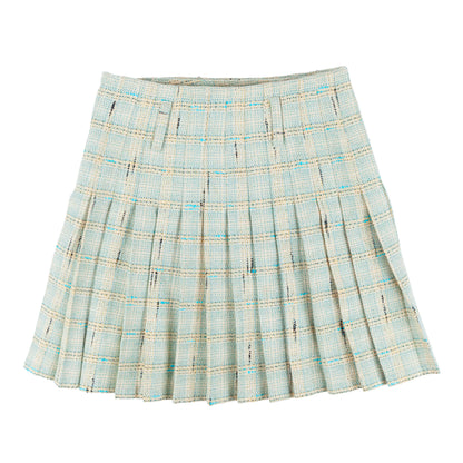 Kenzo Jeans Pastel Blue Tweed Jacket & Pleated Mini Skirt Set