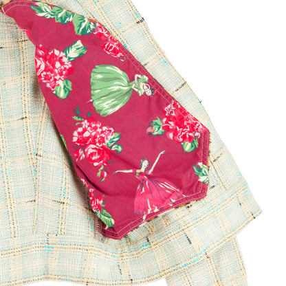 Kenzo Jeans Pastel Blue Tweed Jacket & Pleated Mini Skirt Set