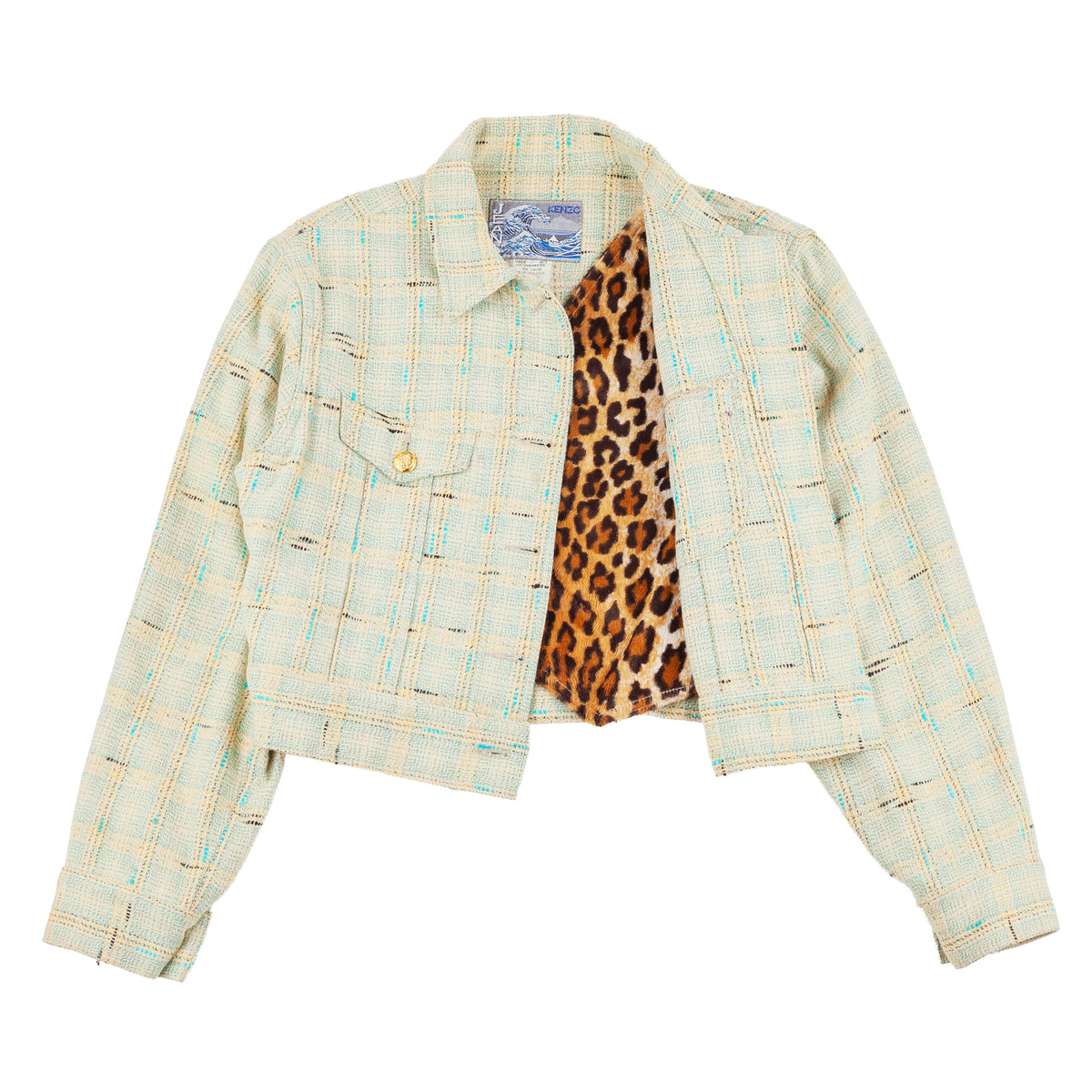 Kenzo Jeans Pastel Blue Tweed Jacket & Pleated Mini Skirt Set