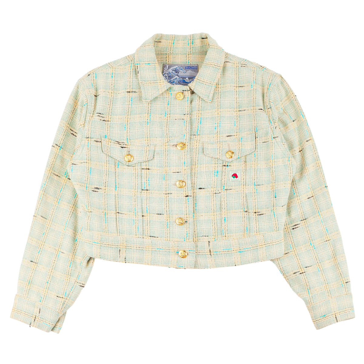 Kenzo Jeans Pastel Blue Tweed Jacket & Pleated Mini Skirt Set