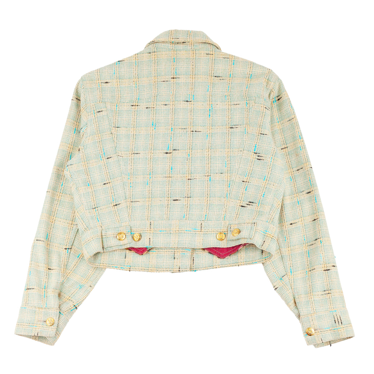 Kenzo Jeans Pastel Blue Tweed Jacket & Pleated Mini Skirt Set