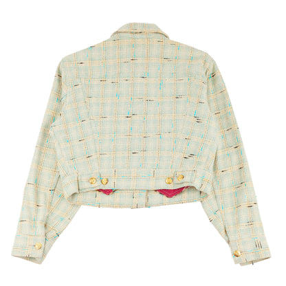 Kenzo Jeans Pastel Blue Tweed Jacket & Pleated Mini Skirt Set