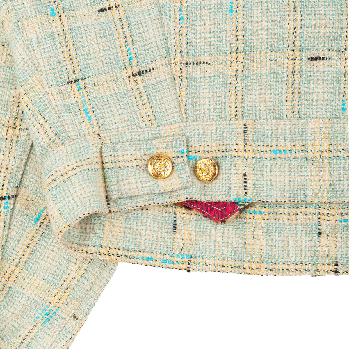 Kenzo Jeans Pastel Blue Tweed Jacket & Pleated Mini Skirt Set