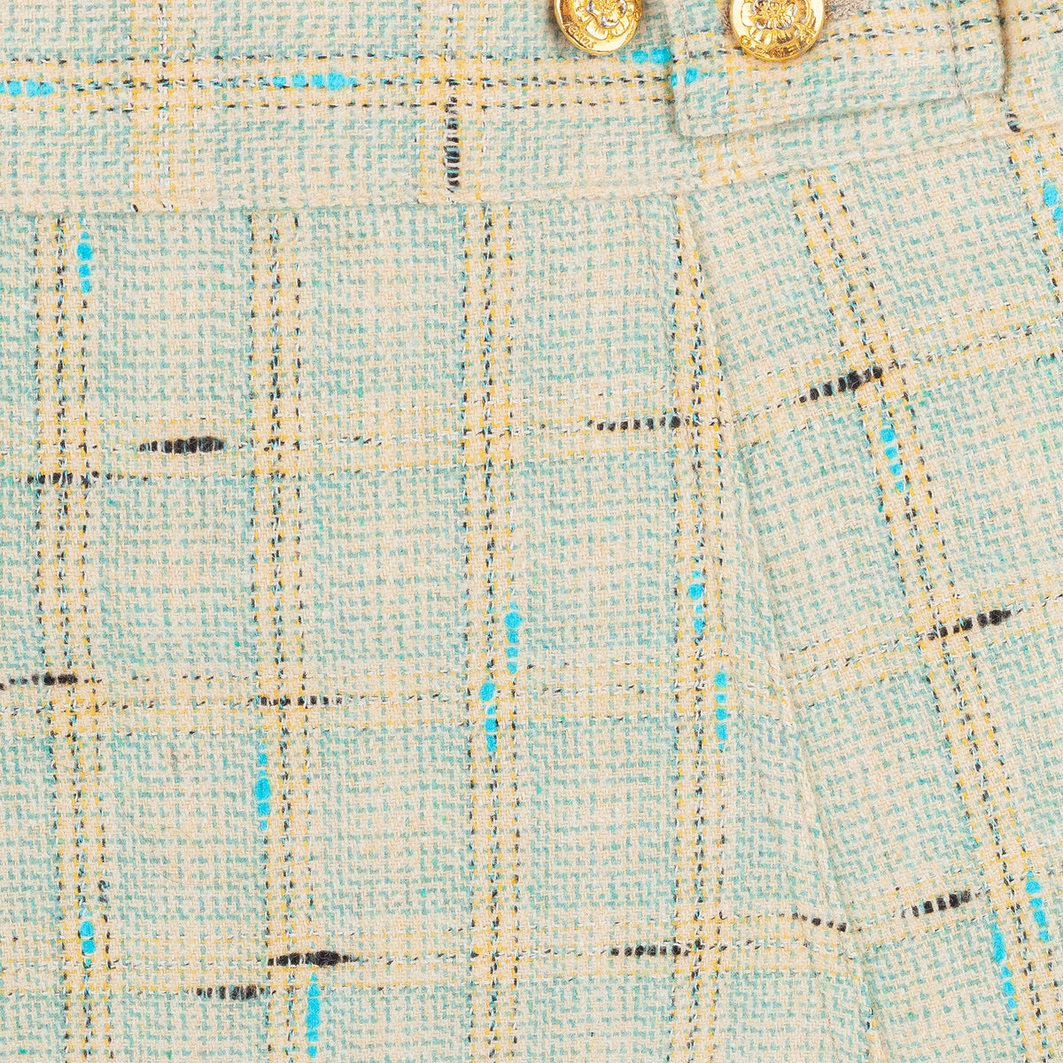 Kenzo Jeans Pastel Blue Tweed Jacket & Pleated Mini Skirt Set