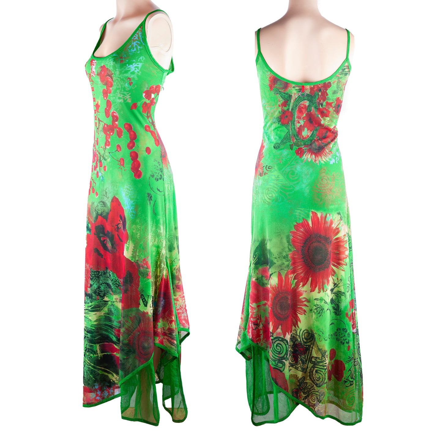 Save The Queen Green Floral Vintage Maxi Dress (XL)