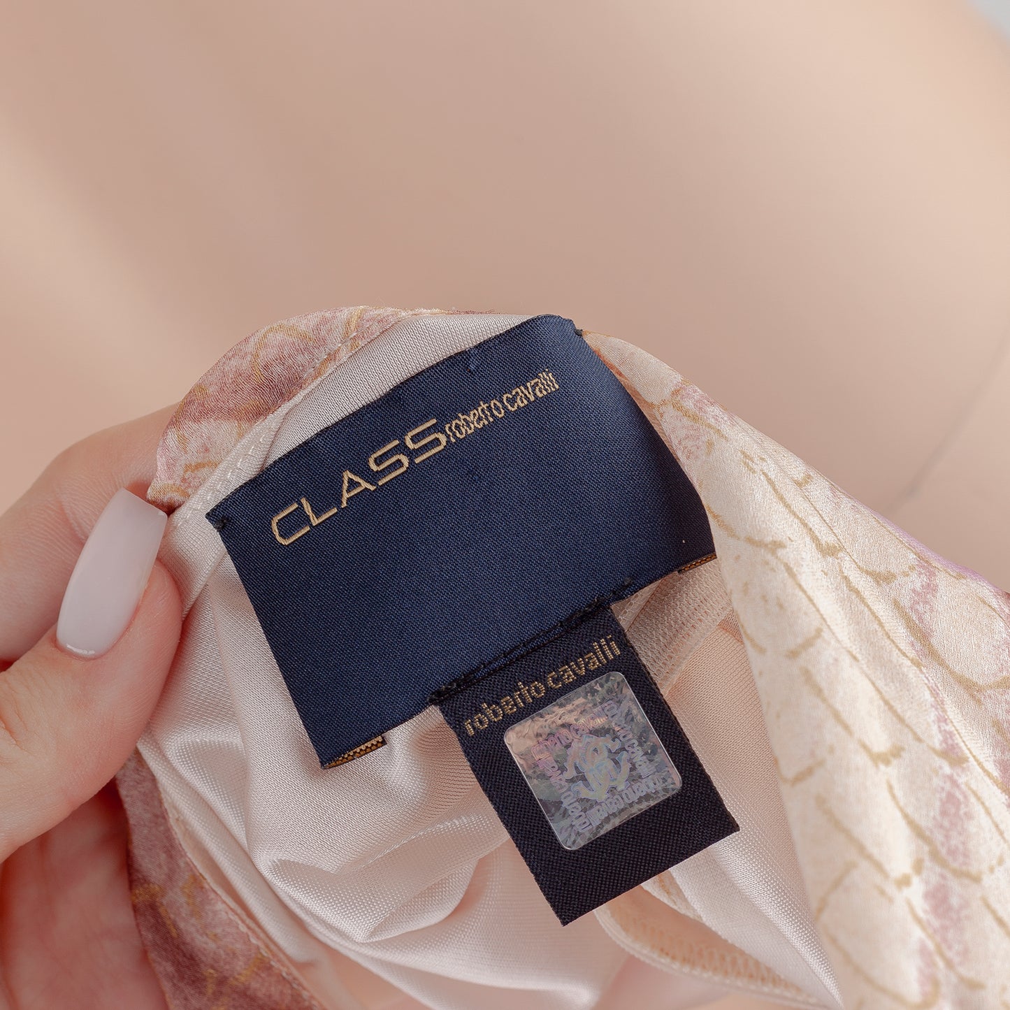 Roberto Cavalli Class Vintage Lace V Neck Pink Rose Maxi Dress (XL)