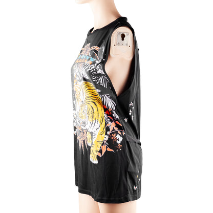 Diesel Oriental Print Black Printed Tank Top (XL)