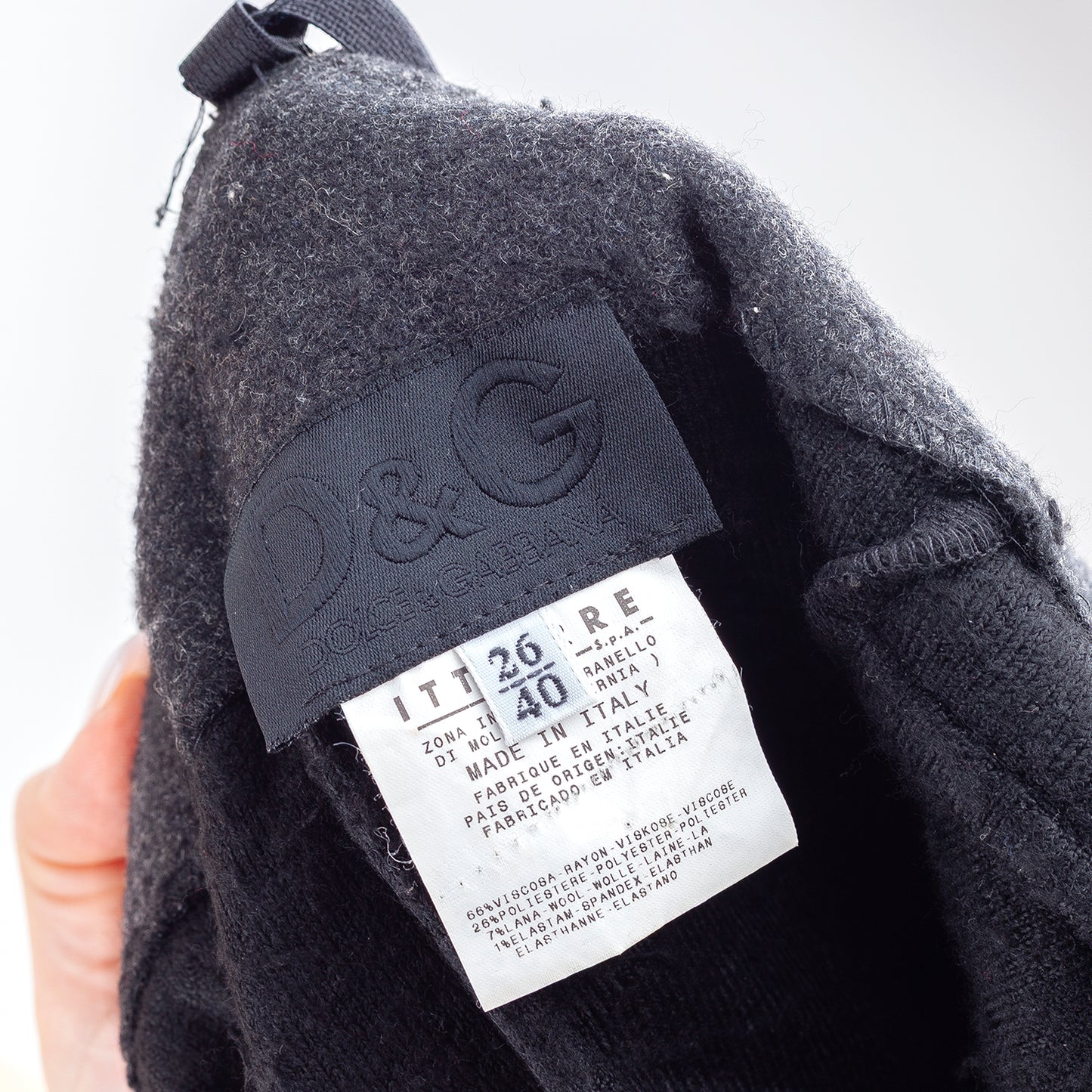 Dolce & Gabbana Vintage Fluffy Fur Black Bodycon Midi Dress (S)