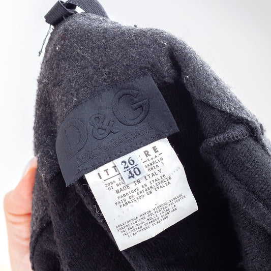 Dolce & Gabbana Vintage Fluffy Fur Black Bodycon Midi Dress (S)