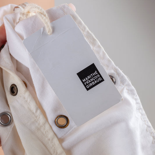 Marithé François Girbaud Vintage White Ivory Corset Eyelets Medieval Maxi Skirt (XL)