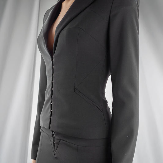 Versace Jeans Couture Vintage Black Corset Blazer Jacket & Skirt Set (S)