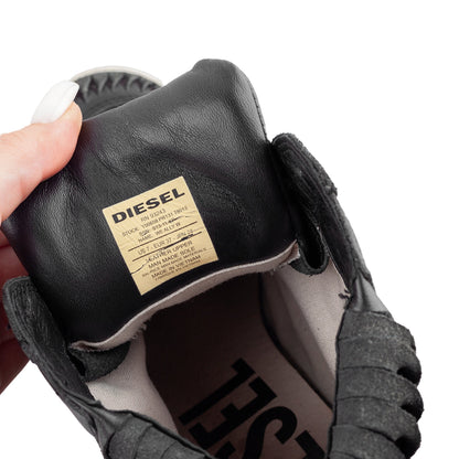 Diesel Black Leather Vintage Wedge Sneakers (37 EU)  