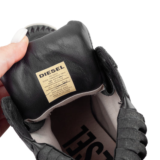 Diesel Black Leather Vintage Wedge Sneakers (37 EU)