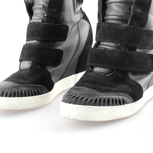 Diesel Black Leather Vintage Wedge Sneakers (37 EU)