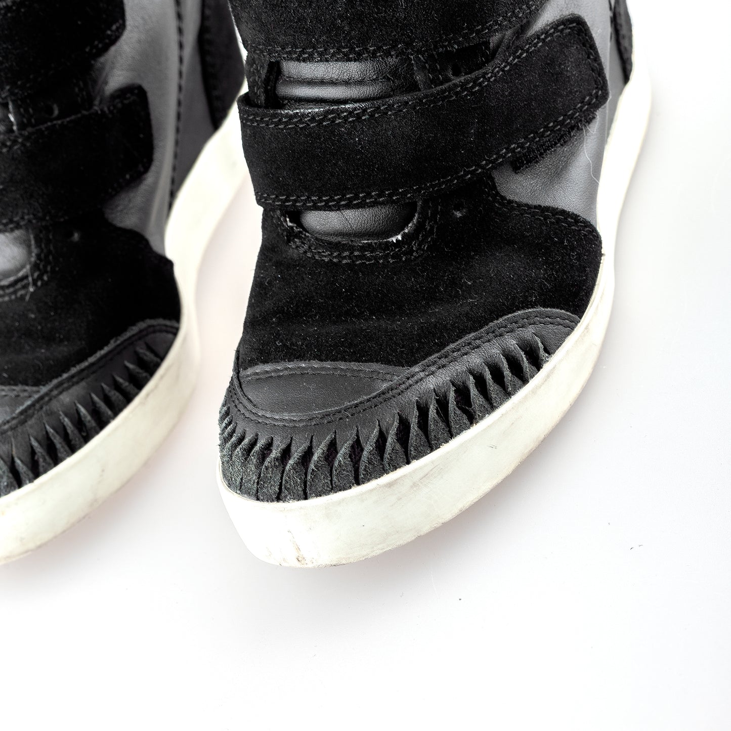 Diesel Black Leather Vintage Wedge Sneakers (37 EU)