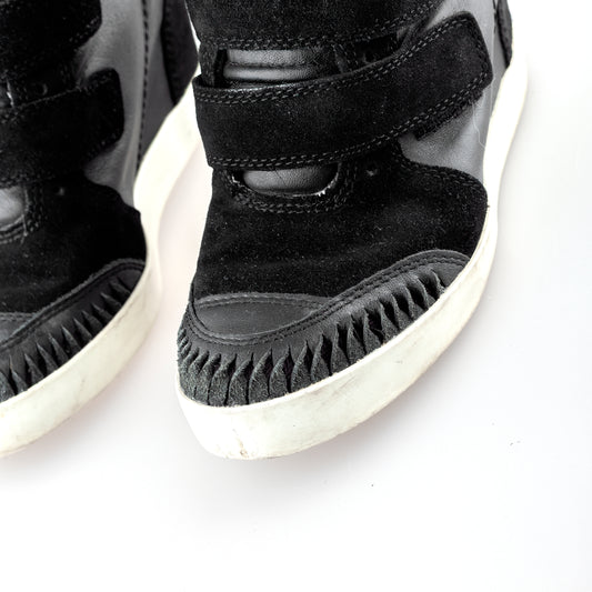 Diesel Black Leather Vintage Wedge Sneakers (37 EU)