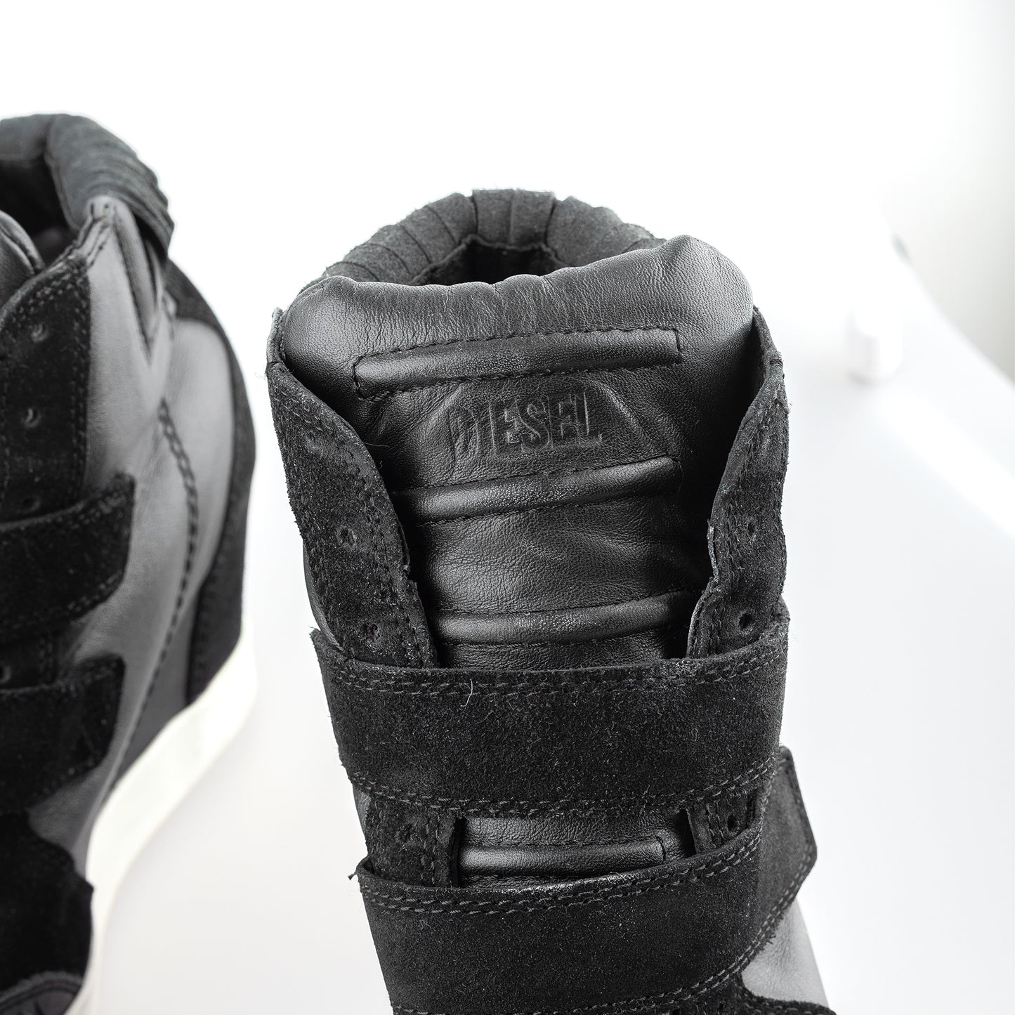 Diesel Black Leather Vintage Wedge Sneakers (37 EU)