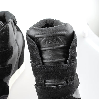 Diesel Black Leather Vintage Wedge Sneakers (37 EU)  