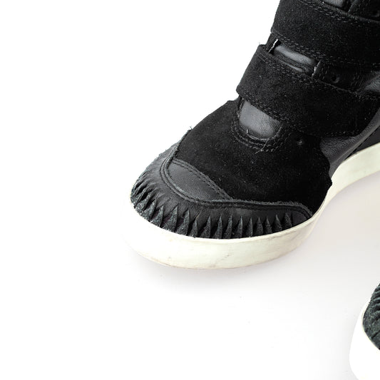 Diesel Black Leather Vintage Wedge Sneakers (37 EU)