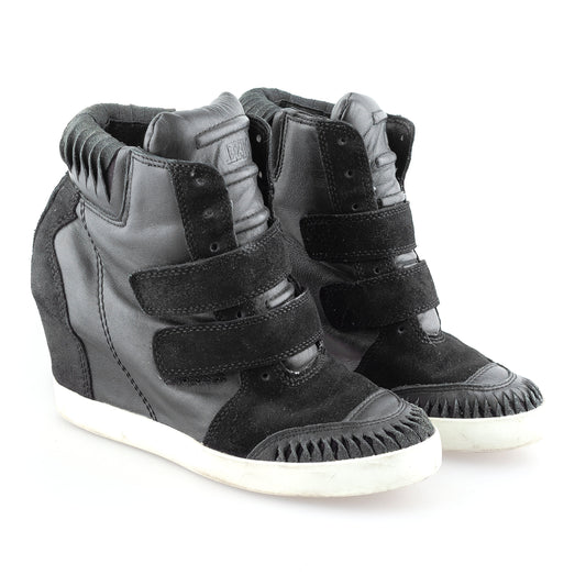 Diesel Black Leather Vintage Wedge Sneakers (37 EU)
