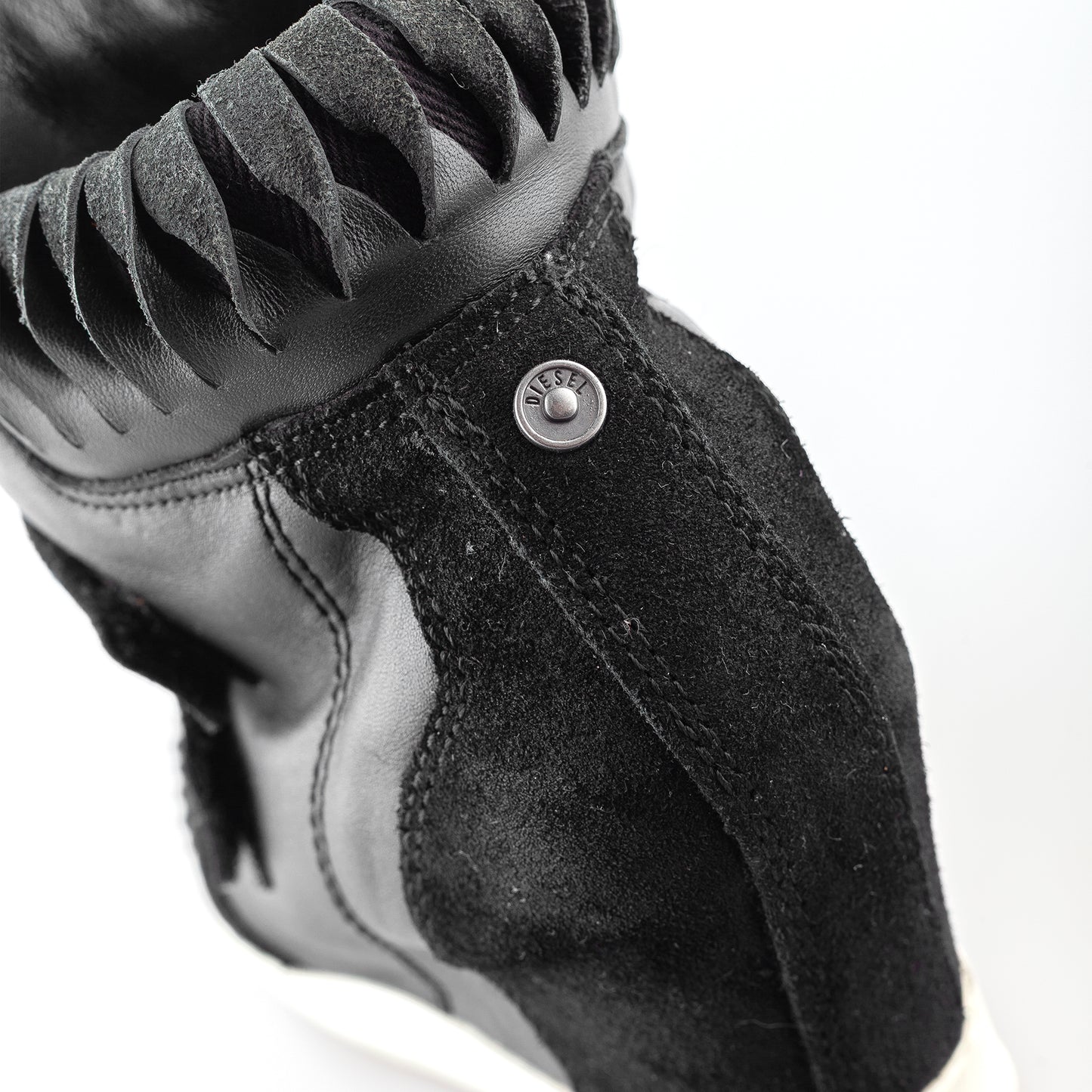 Diesel Black Leather Vintage Wedge Sneakers (37 EU)