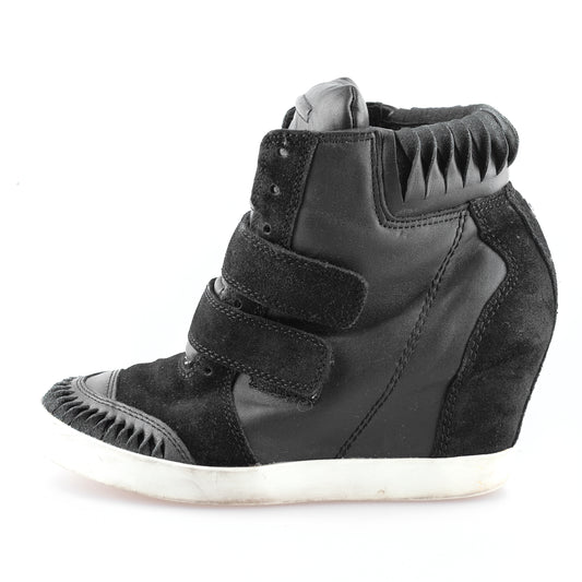 Diesel Black Leather Vintage Wedge Sneakers (37 EU)