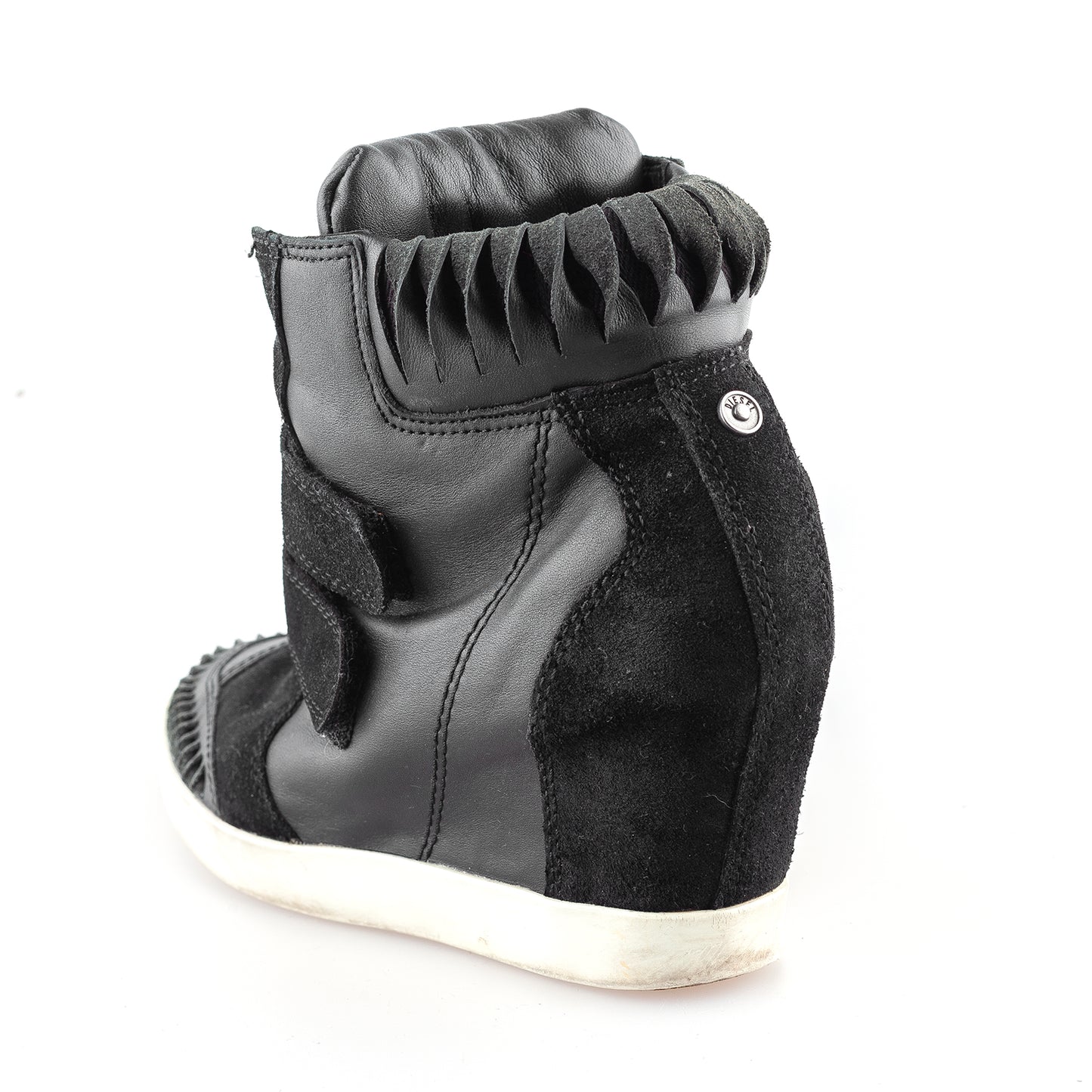 Diesel Black Leather Vintage Wedge Sneakers (37 EU)