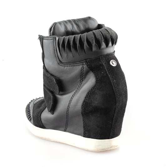 Diesel Black Leather Vintage Wedge Sneakers (37 EU)