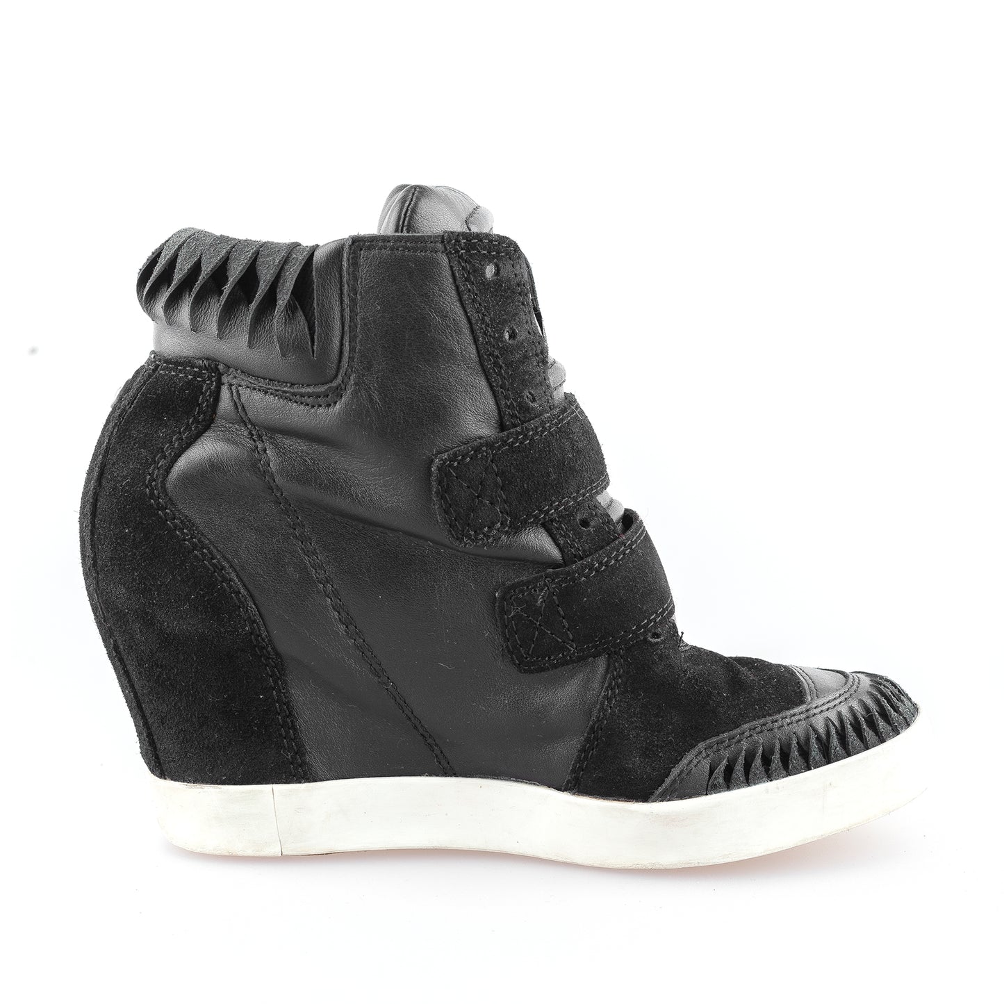 Diesel Black Leather Vintage Wedge Sneakers (37 EU)