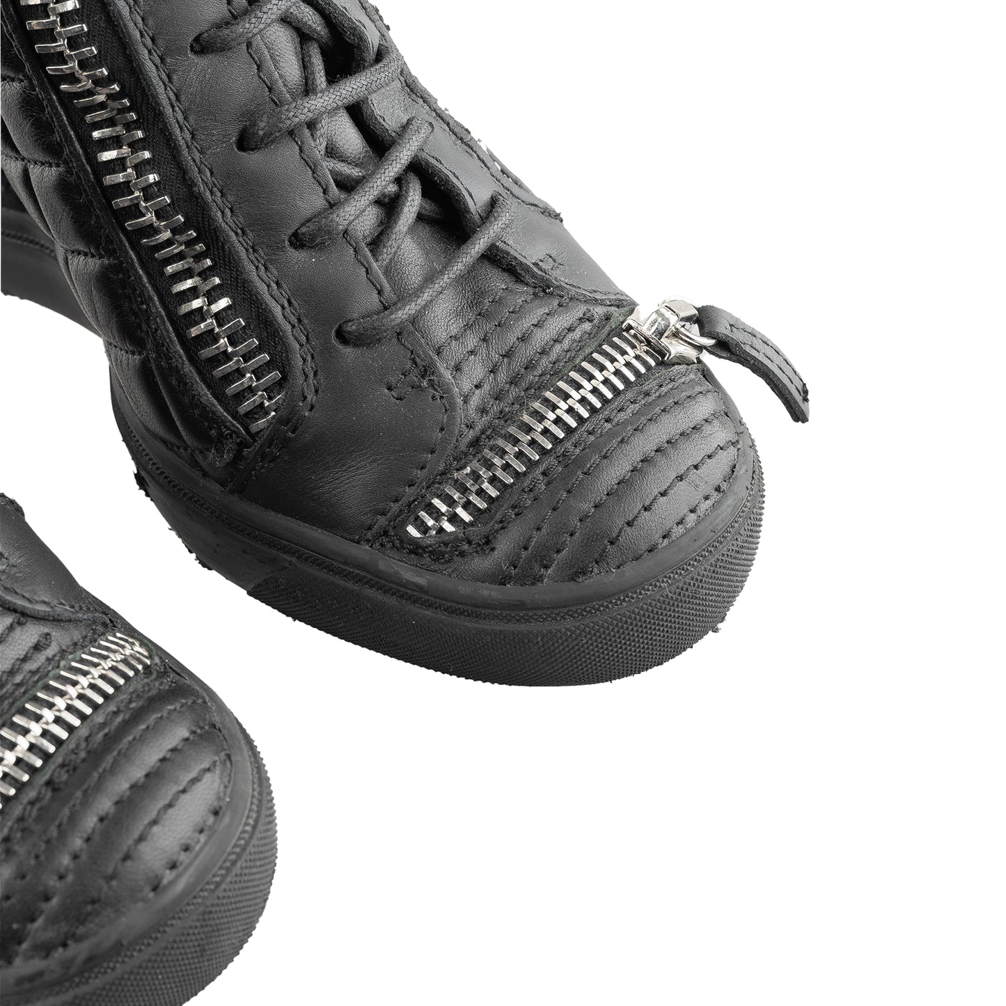Giuseppe Zanotti Black Quilted Leather Wedge Sneakers (38 EU)
