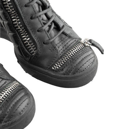 Giuseppe Zanotti Black Quilted Leather Wedge Sneakers (38 EU)
