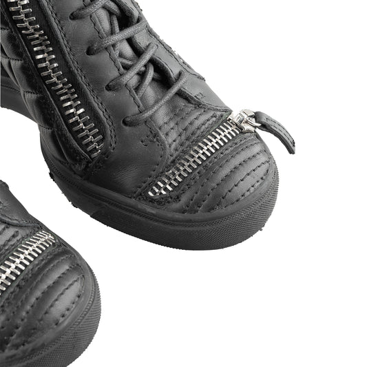 Giuseppe Zanotti Black Quilted Leather Wedge Sneakers (38 EU)