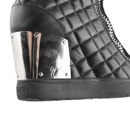 Giuseppe Zanotti Black Quilted Leather Wedge Sneakers (38 EU)
