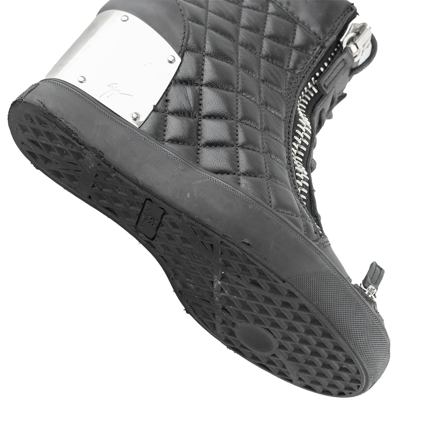 Giuseppe Zanotti Black Quilted Leather Wedge Sneakers (38 EU)