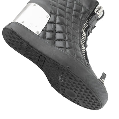 Giuseppe Zanotti Black Quilted Leather Wedge Sneakers (38 EU)